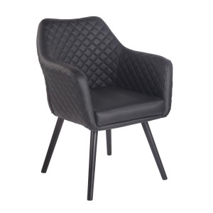 Silla de Confidente BASILEA, Patas Negras, en Piel Negra