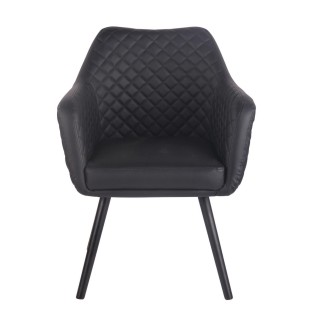 Silla de Confidente BASILEA, Patas Negras, en Piel Negra 2