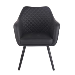 Silla de Confidente BASILEA, Patas Negras, en Piel Negra