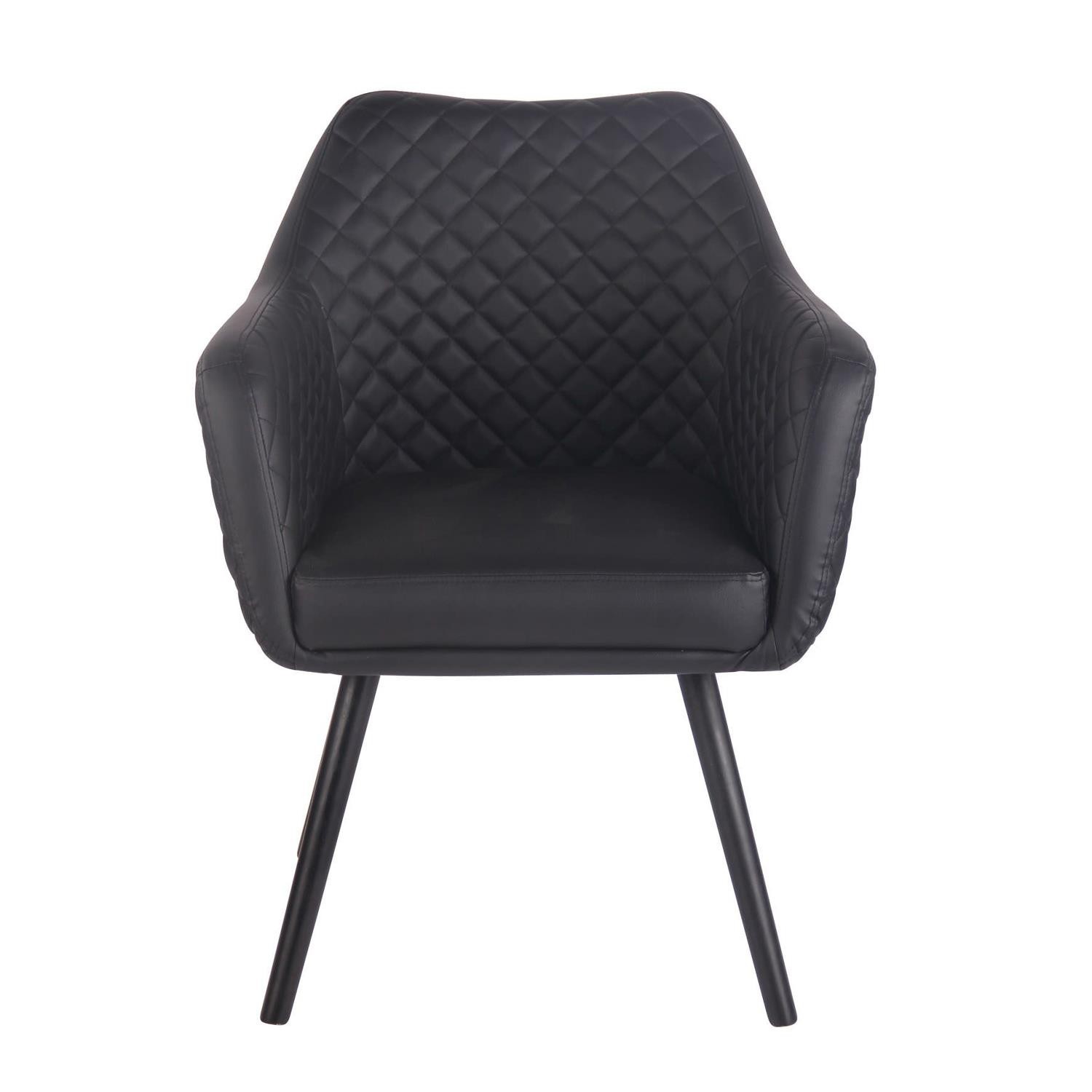 Silla de Confidente BASILEA, Exclusivo Diseño con Costuras, Patas Negras y Piel Negra