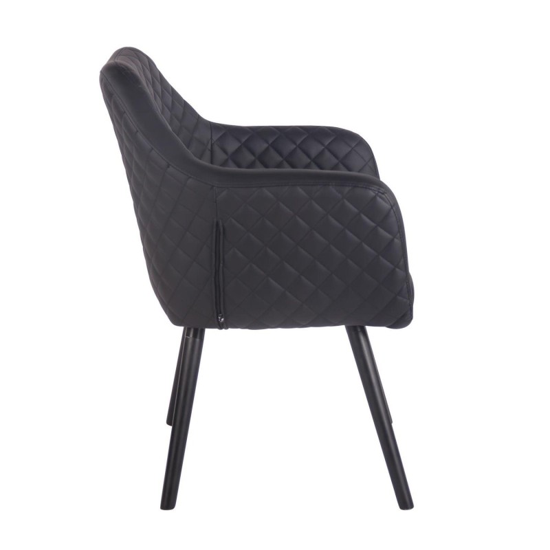 Silla de Confidente BASILEA, Patas Negras, en Piel Negra