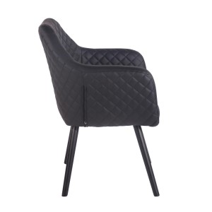 Silla de Confidente BASILEA, Patas Negras, en Piel Negra