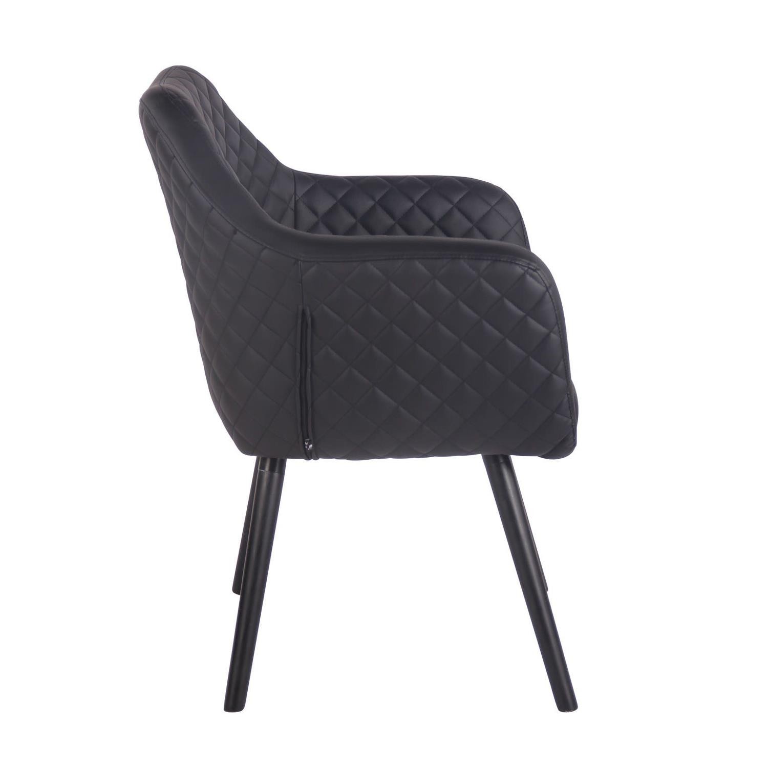 Silla de Confidente BASILEA, Exclusivo Diseño con Costuras, Patas Negras y Piel Negra