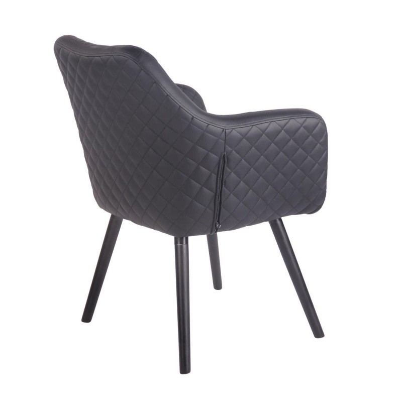Silla de Confidente BASILEA, Patas Negras, en Piel Negra