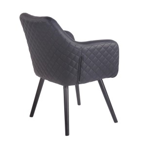 Silla de Confidente BASILEA, Patas Negras, en Piel Negra