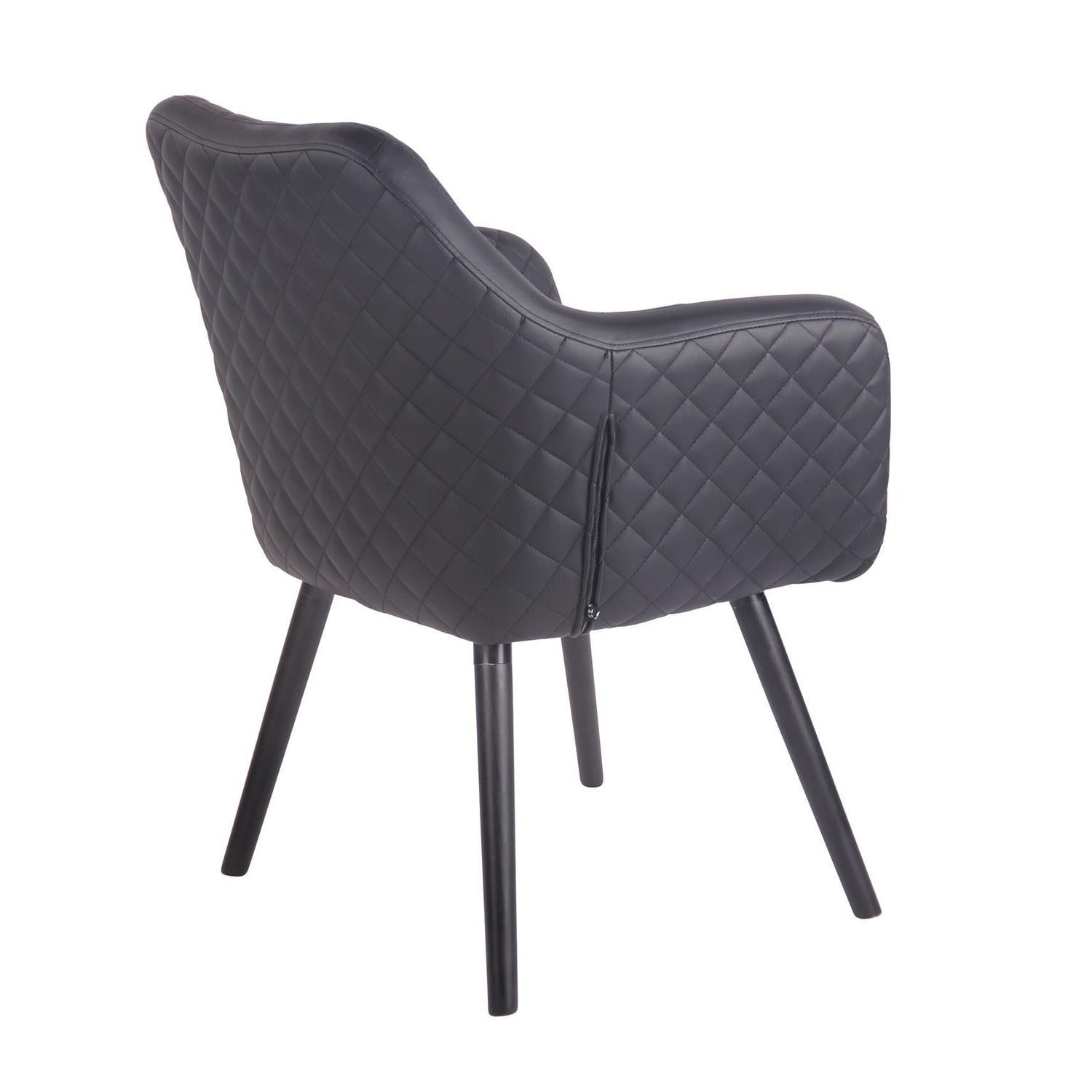 Silla de Confidente BASILEA, Exclusivo Diseño con Costuras, Patas Negras y Piel Negra