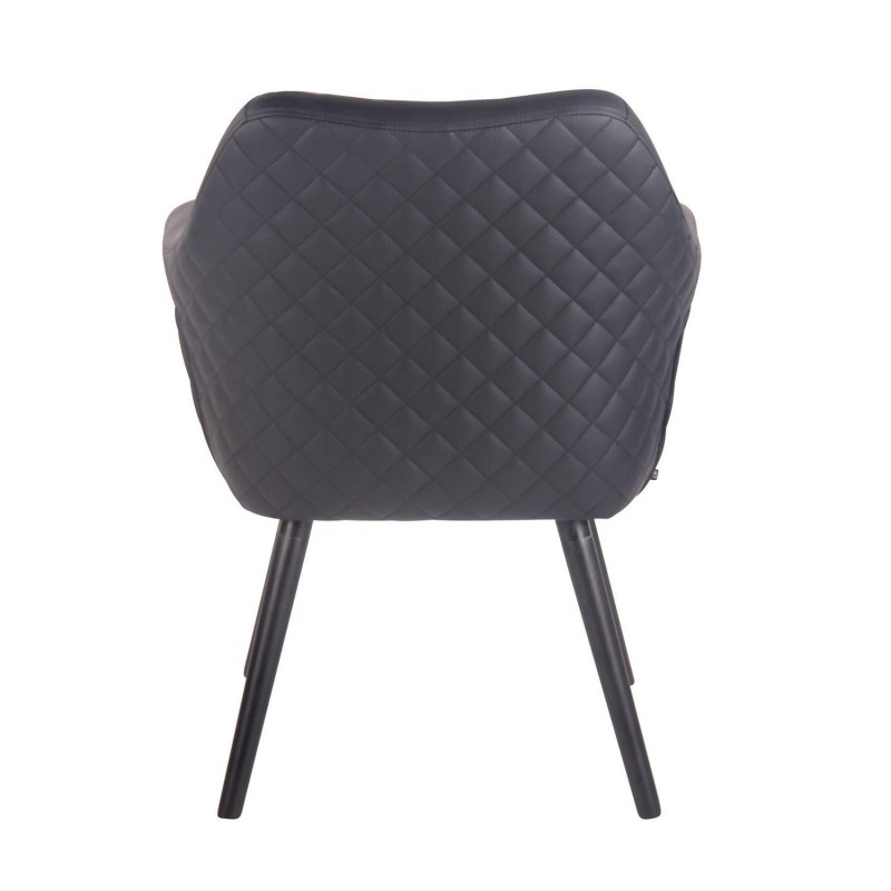 Silla de Confidente BASILEA, Patas Negras, en Piel Negra