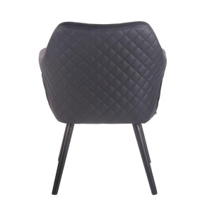 Silla de Confidente BASILEA, Patas Negras, en Piel Negra