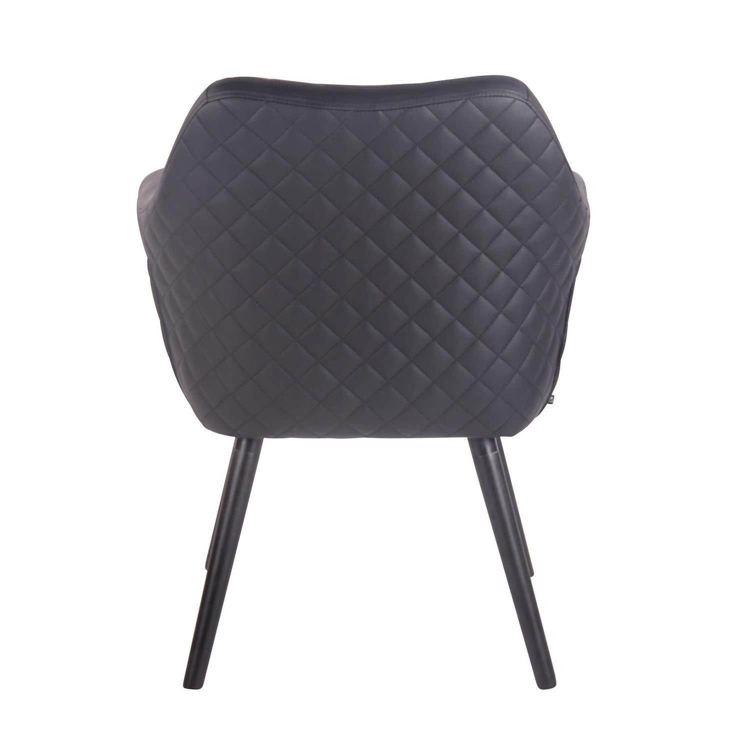 Silla de Confidente BASILEA, Exclusivo Diseño con Costuras, Patas Negras y Piel Negra