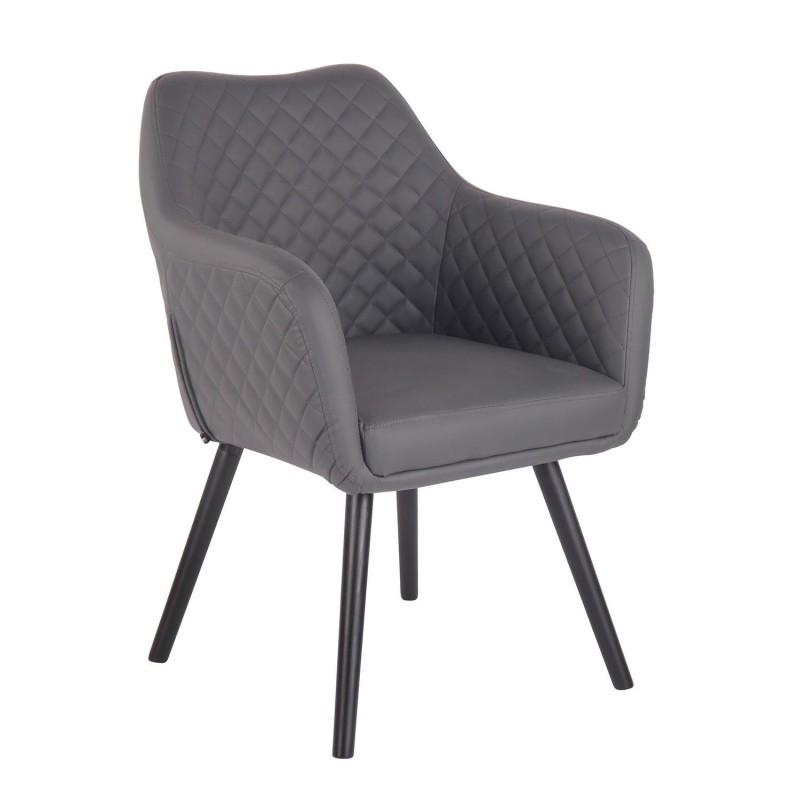 Silla de Confidente BASILEA, Patas Negras, en Piel Negra