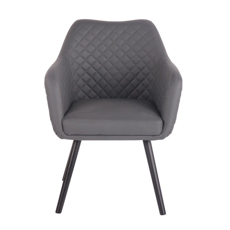 Silla de Confidente BASILEA, Patas Negras, en Piel Negra
