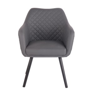 Silla de Confidente BASILEA, Patas Negras, en Piel Negra