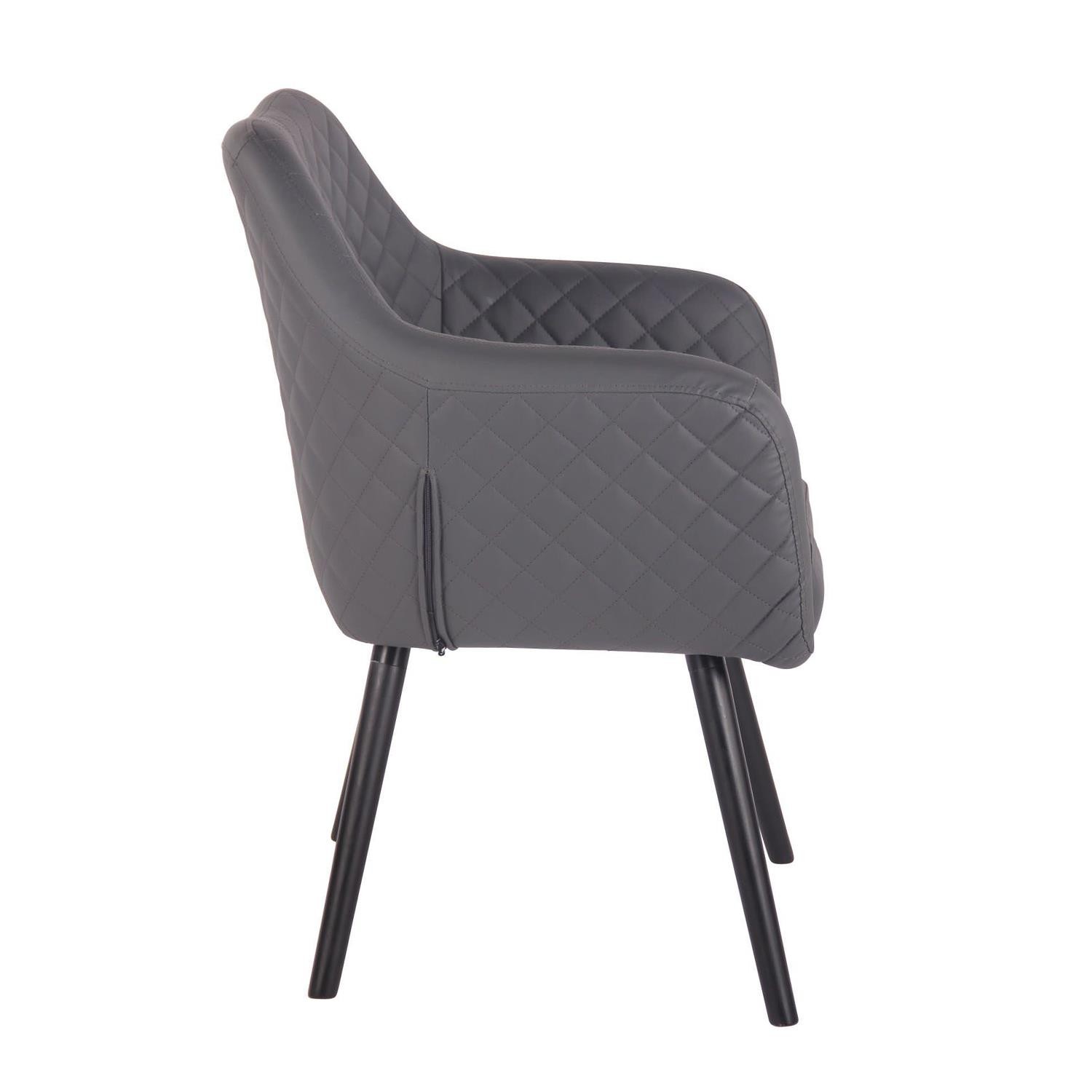 Silla de Confidente BASILEA, Exclusivo Diseño con Costuras, Patas Negras y Piel Negra
