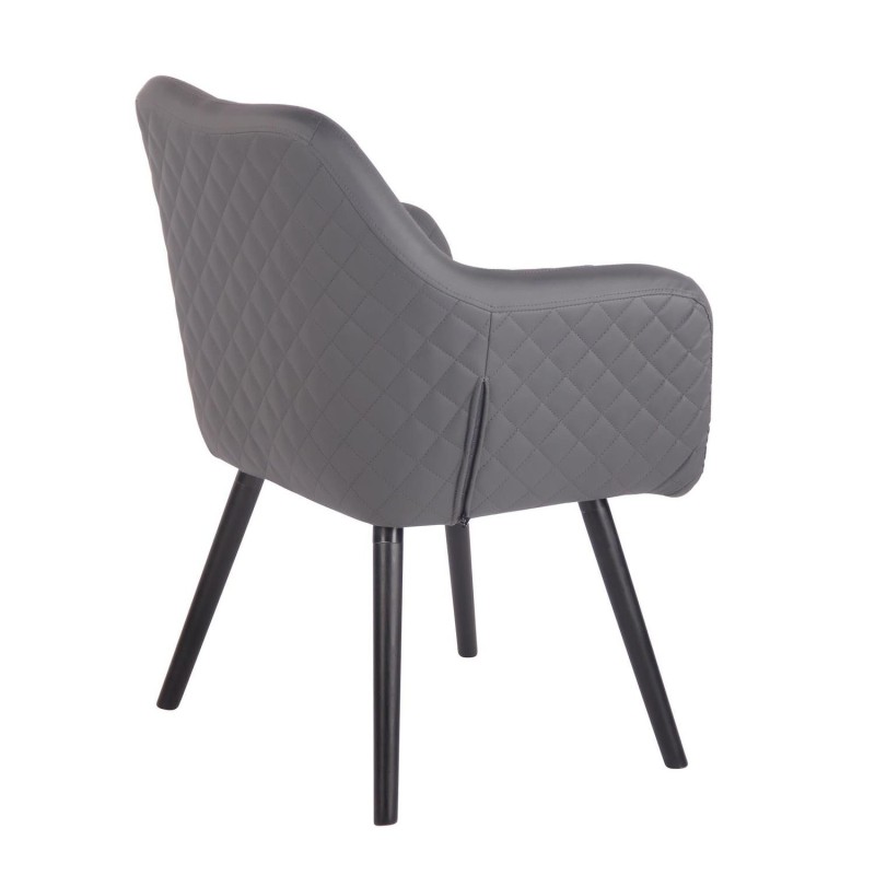 Silla de Confidente BASILEA, Patas Negras, en Piel Negra