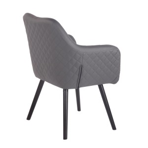 Silla de Confidente BASILEA, Patas Negras, en Piel Negra