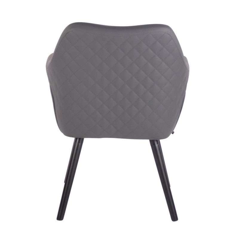 Silla de Confidente BASILEA, Patas Negras, en Piel Negra