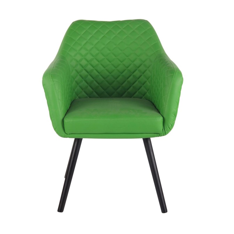 Silla de Confidente BASILEA, Patas Negras, en Piel Negra