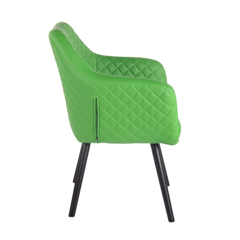 Silla de Confidente BASILEA, Patas Negras, en Piel Negra