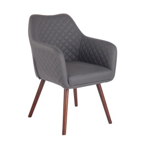 Silla de Confidente BASILEA, Patas Nogal, en Piel Negra