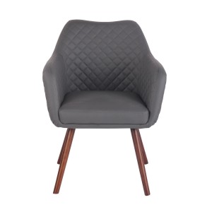 Silla de Confidente BASILEA, Patas Nogal, en Piel Negra
