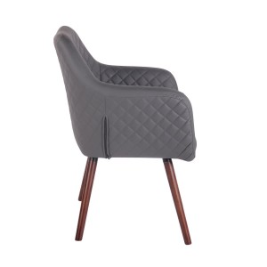 Silla de Confidente BASILEA, Patas Nogal, en Piel Negra