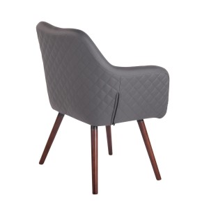 Silla de Confidente BASILEA, Patas Nogal, en Piel Negra