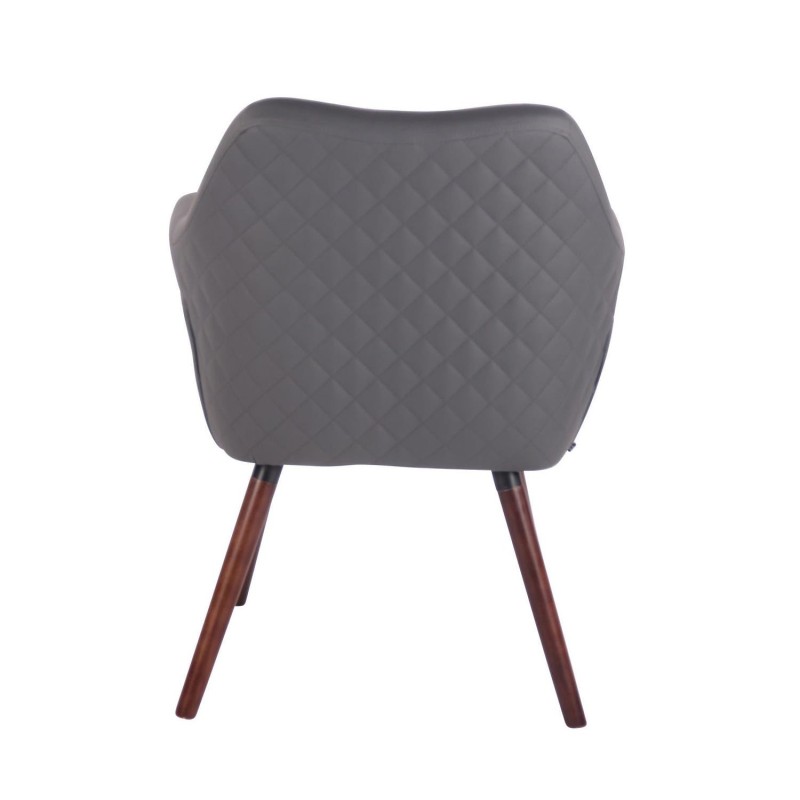Silla de Confidente BASILEA, Patas Nogal, en Piel Negra