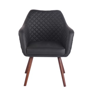 Silla de Confidente BASILEA, Patas Nogal, en Piel Negra 2