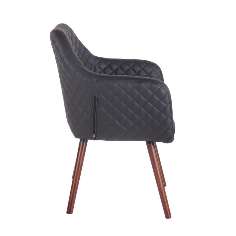 Silla de Confidente BASILEA, Patas Nogal, en Piel Negra