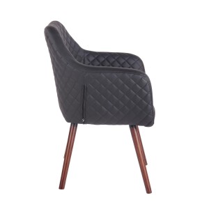 Silla de Confidente BASILEA, Patas Nogal, en Piel Negra