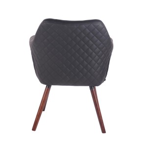 Silla de Confidente BASILEA, Patas Nogal, en Piel Negra