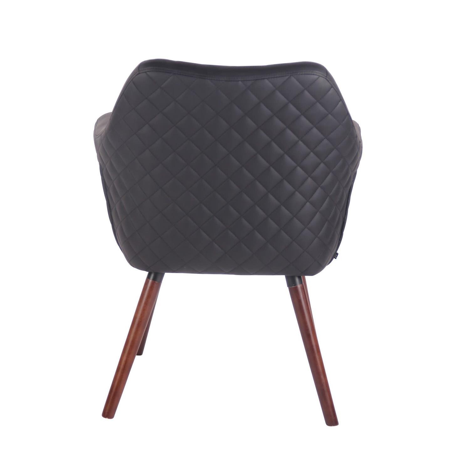 Silla de Confidente BASILEA, Exclusivo Diseño con Costuras, Patas Nogal y Piel Negra