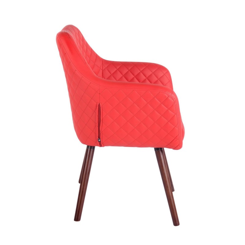 Silla de Confidente BASILEA, Patas Nogal, en Piel Negra