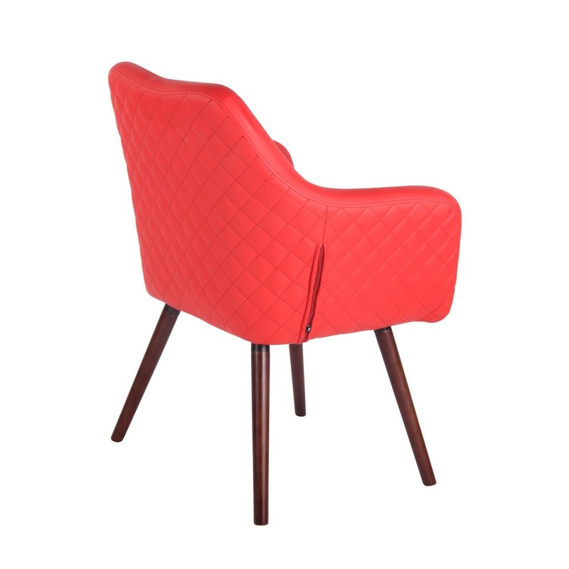 Silla de Confidente BASILEA, Patas Nogal, en Piel Negra