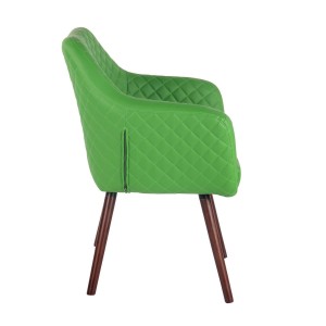 Silla de Confidente BASILEA, Patas Nogal, en Piel Negra