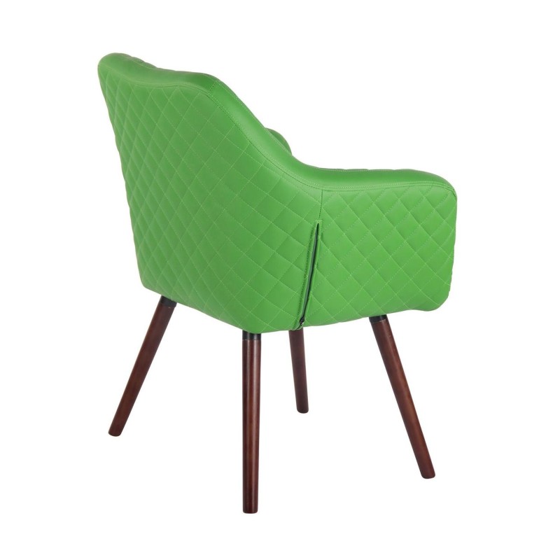 Silla de Confidente BASILEA, Patas Nogal, en Piel Negra