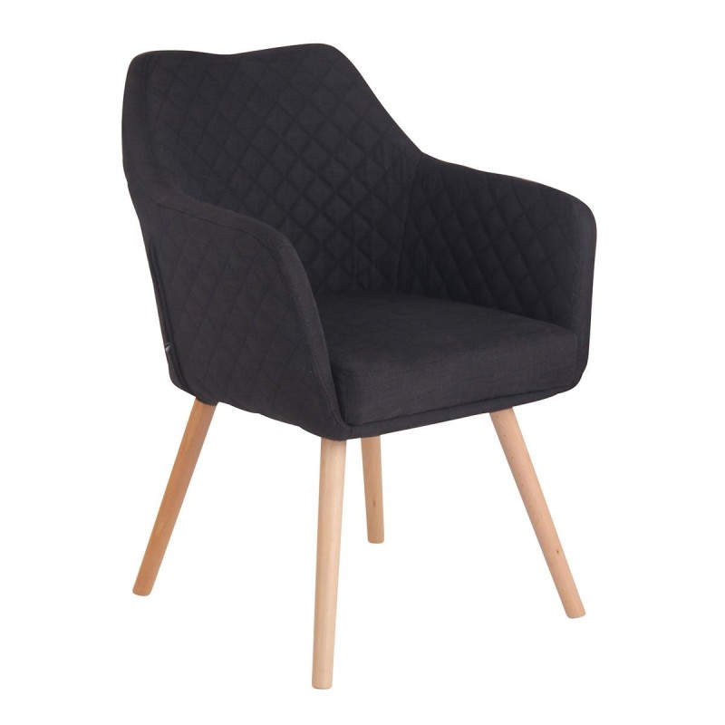 Silla de Confidente BASILEA TELA, Patas Haya, Color Negro
