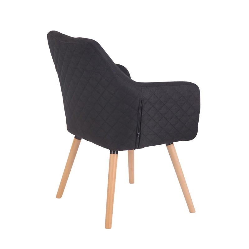 Silla de Confidente BASILEA TELA, Patas Haya, Color Negro