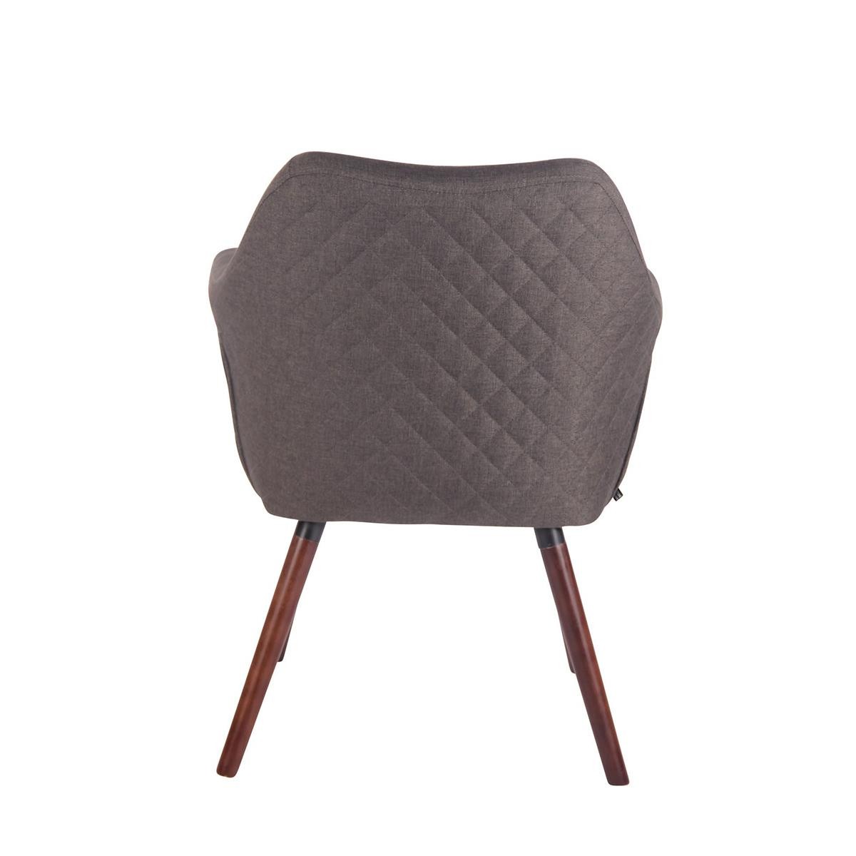 Silla de Confidente BASILEA TELA, Exclusivo Diseño con Costuras, Patas Nogal, Color Gris Topo
