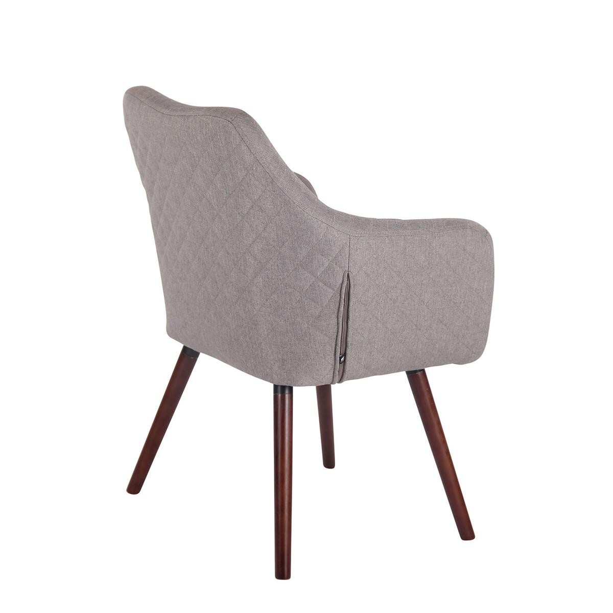 Silla de Confidente BASILEA TELA, Exclusivo Diseño con Costuras, Patas Nogal, Color Gris Topo