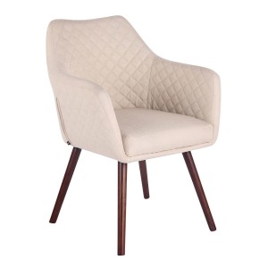 Silla de Confidente BASILEA TELA, Patas Nogal, Color Gris Topo
