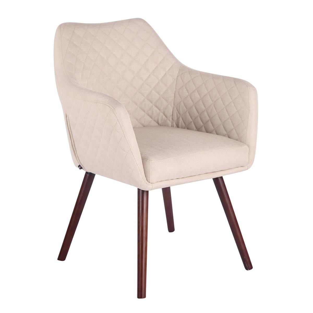 Silla de Confidente BASILEA TELA, Exclusivo Diseño con Costuras, Patas Nogal, Color Gris Topo