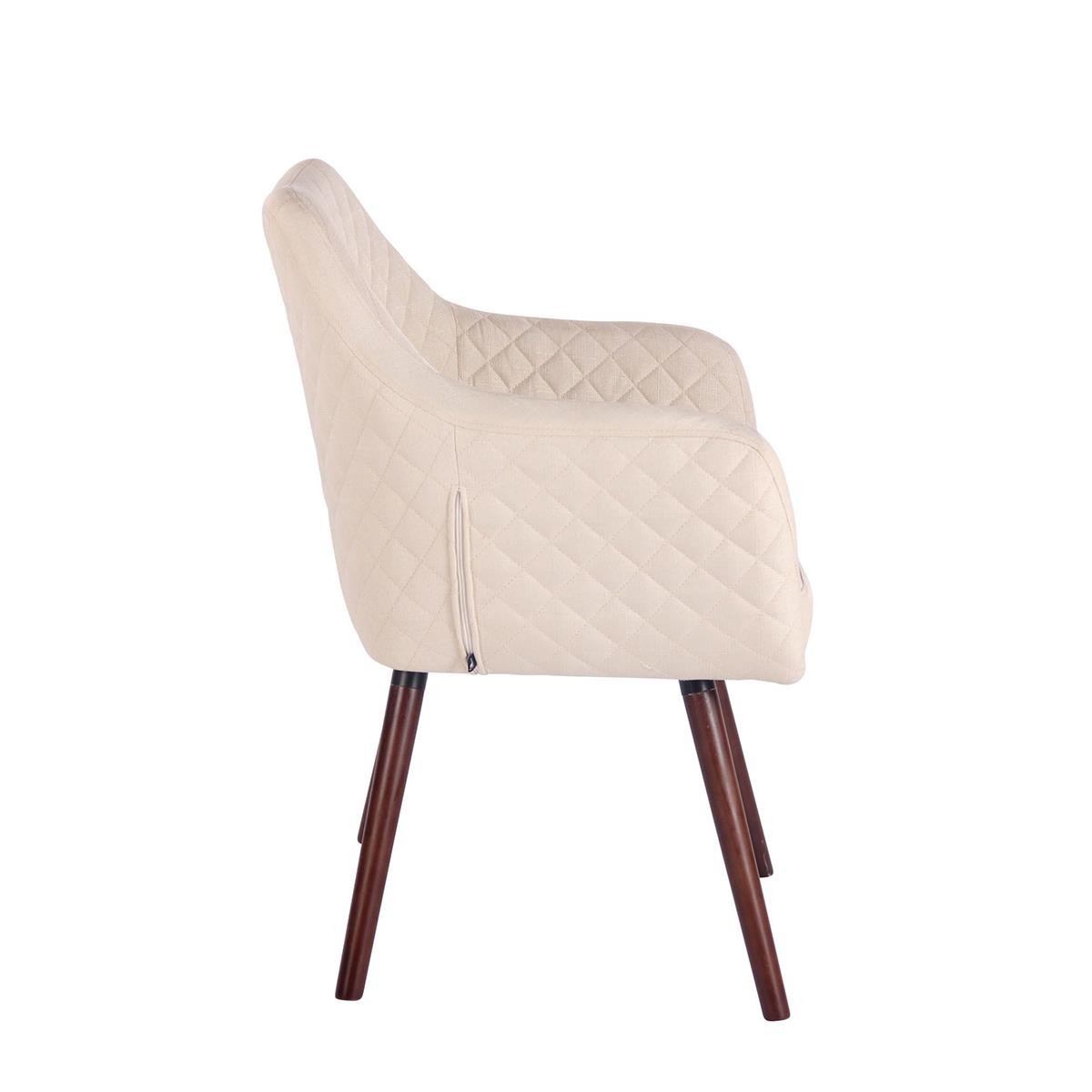 Silla de Confidente BASILEA TELA, Exclusivo Diseño con Costuras, Patas Nogal, Color Gris Topo