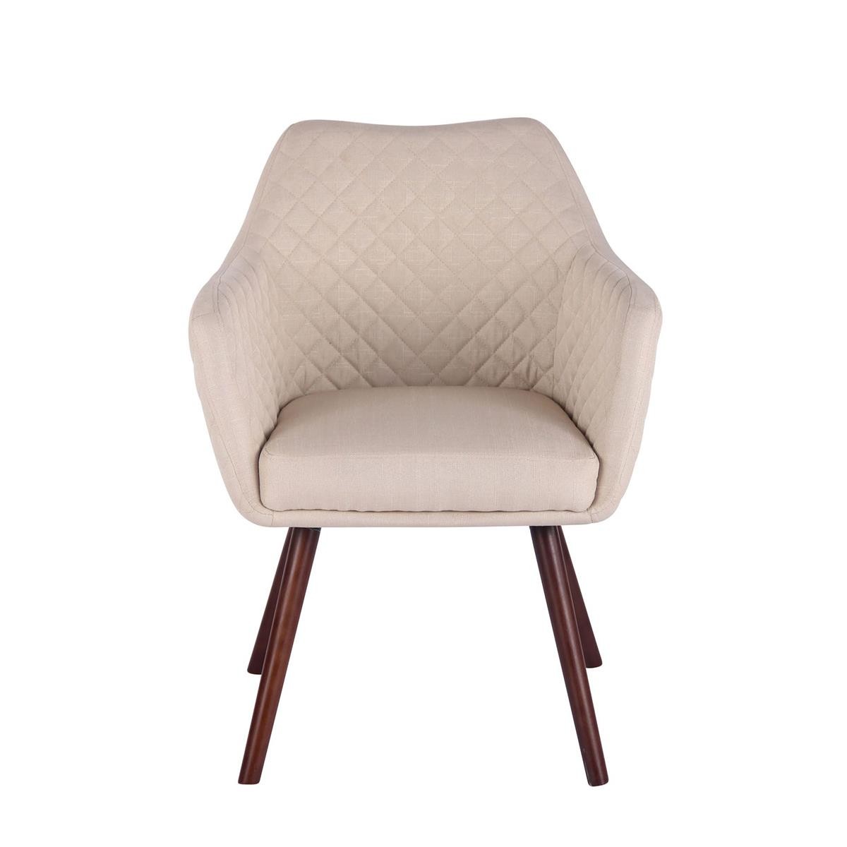 Silla de Confidente BASILEA TELA, Exclusivo Diseño con Costuras, Patas Nogal, Color Gris Topo