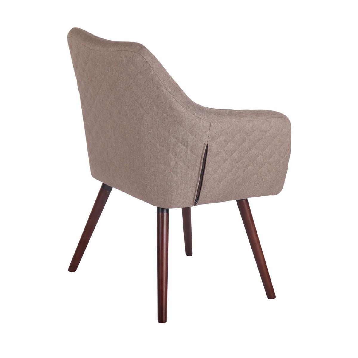 Silla de Confidente BASILEA TELA, Exclusivo Diseño con Costuras, Patas Nogal, Color Gris Topo