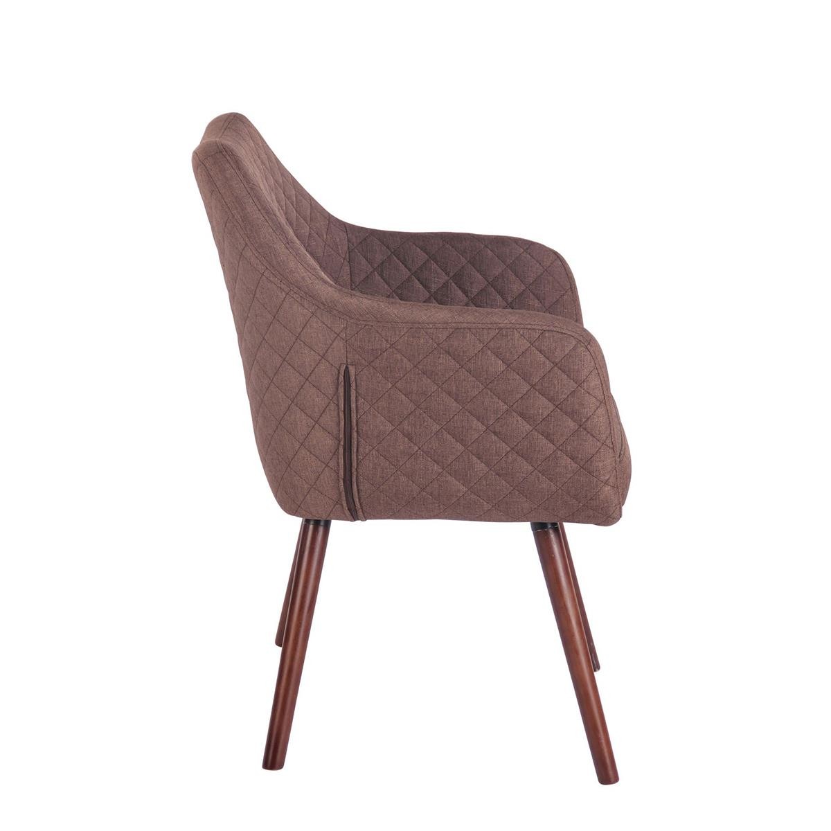 Silla de Confidente BASILEA TELA, Exclusivo Diseño con Costuras, Patas Nogal, Color Gris Topo