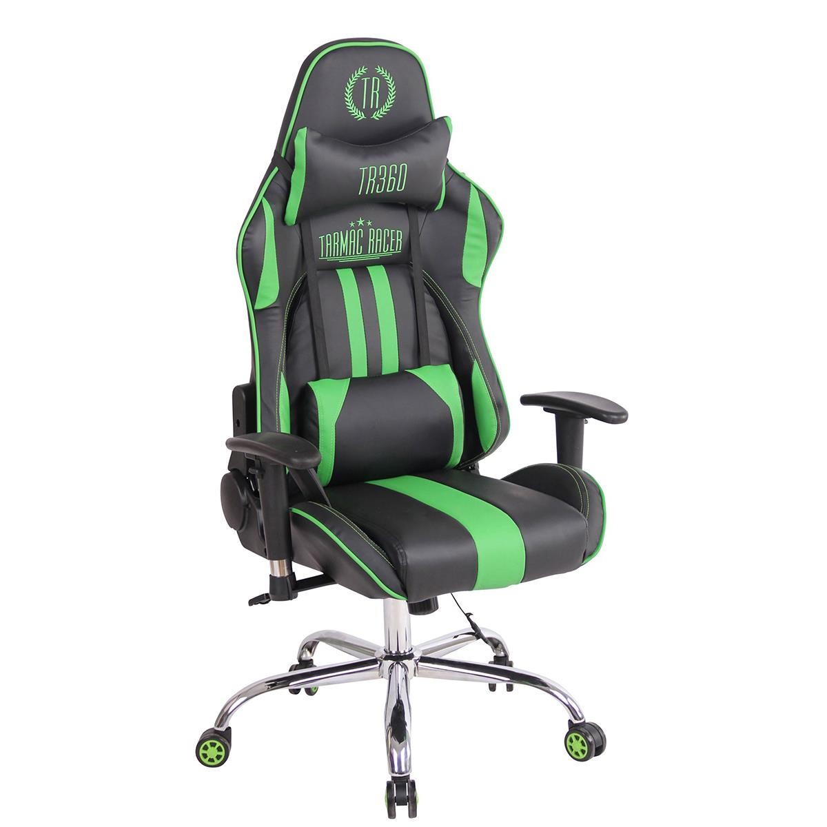 Silla Gaming INDY, Respaldo Reclinable, Función de Calor y Masajes, en Piel Negro