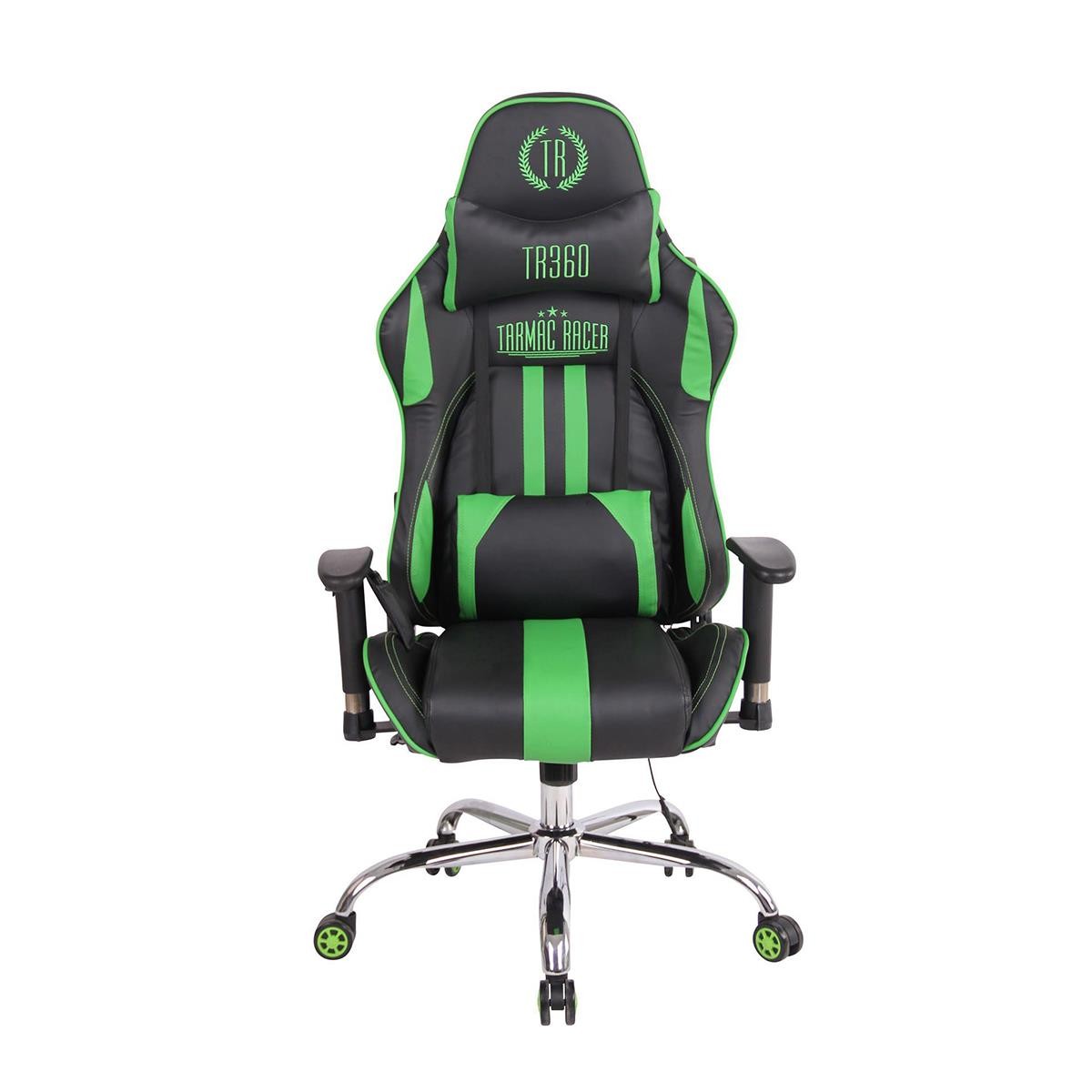 Silla Gaming INDY, Respaldo Reclinable, Función de Calor y Masajes, en Piel Negro