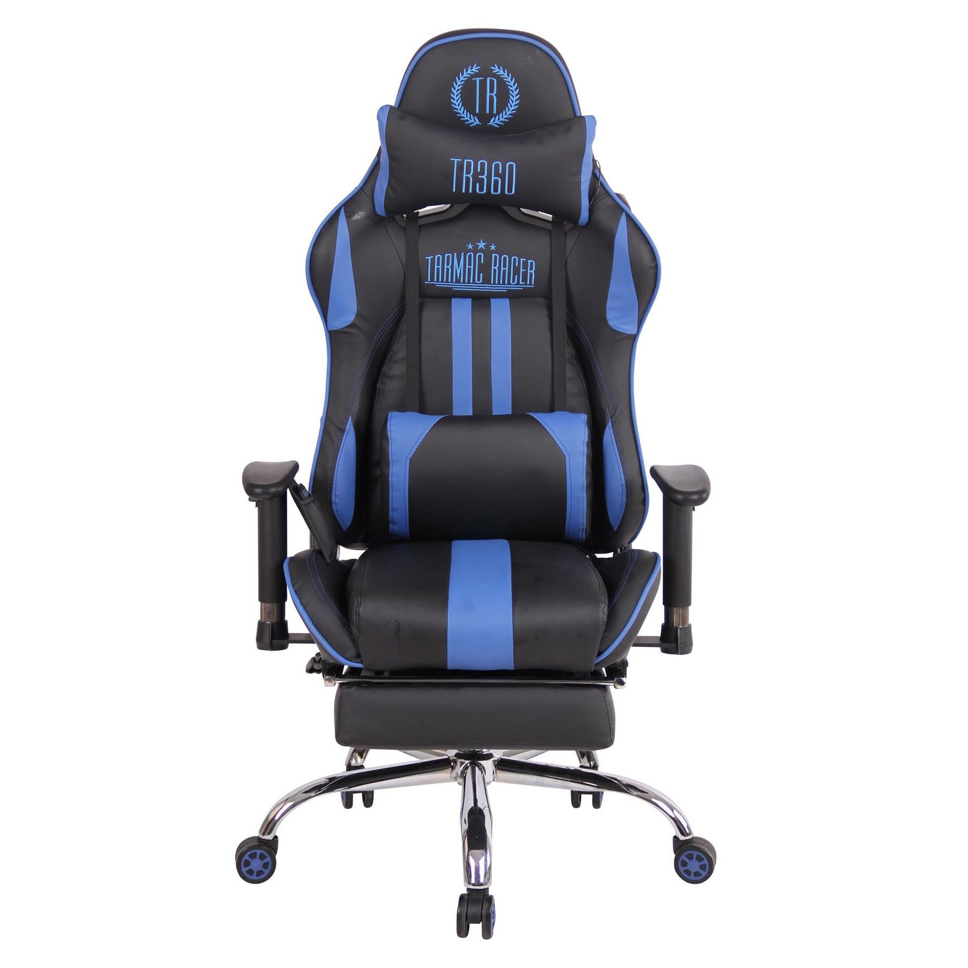 Silla Gaming LAUDA, Respaldo Reclinable, Reposapiés, Función de Calor y Masajes, en Piel Negro