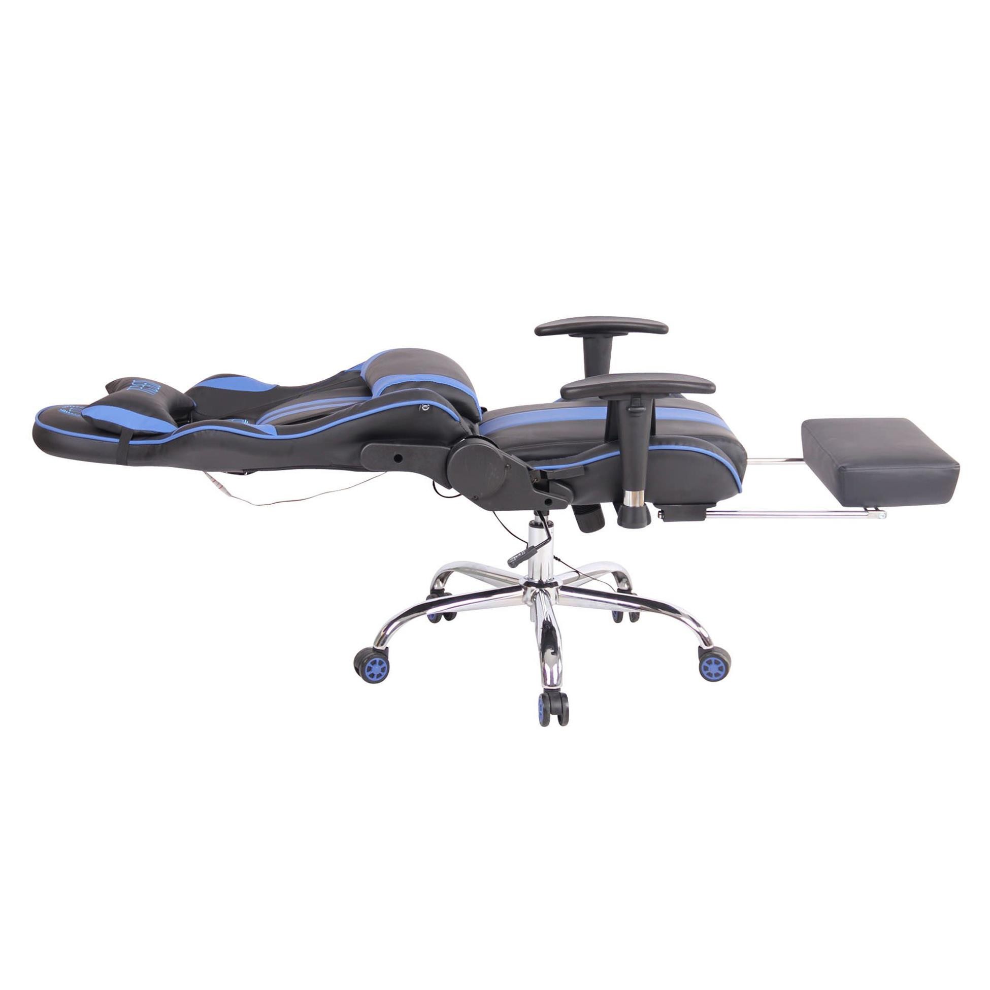 Silla Gaming LAUDA, Respaldo Reclinable, Reposapiés, Función de Calor y Masajes, en Piel Negro
